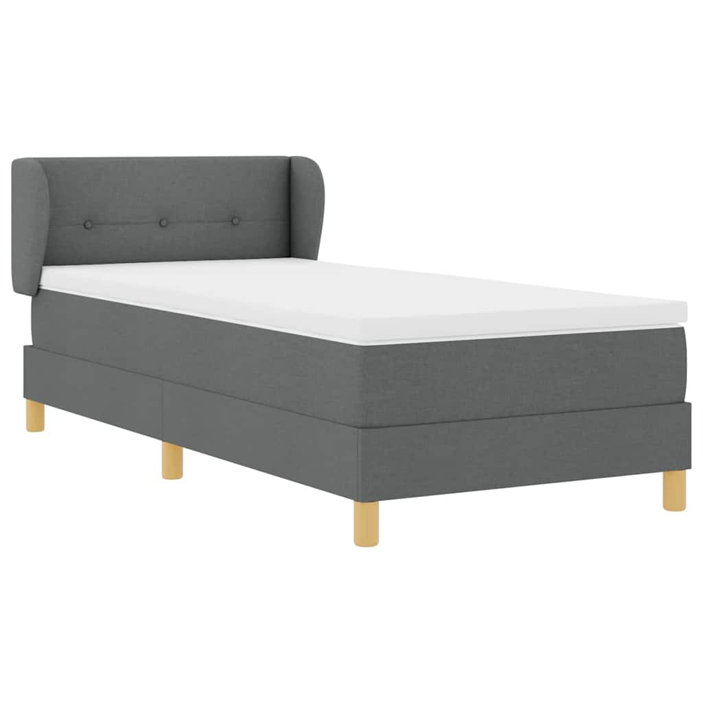 Boxspringbett mit Kopfteil Dunkelgrau 100 x 200 cm Stoff