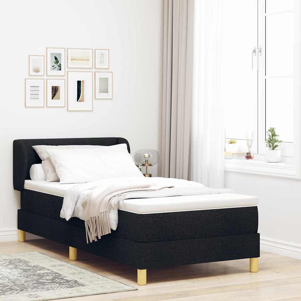 Boxspringbett mit Kopfteil Schwarz 100 x 200 cm Stoff