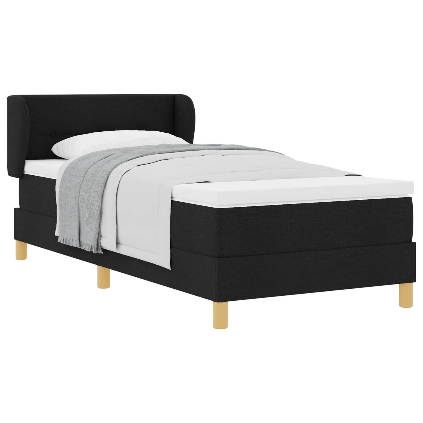 Boxspringbett mit Kopfteil Schwarz 100 x 200 cm Stoff