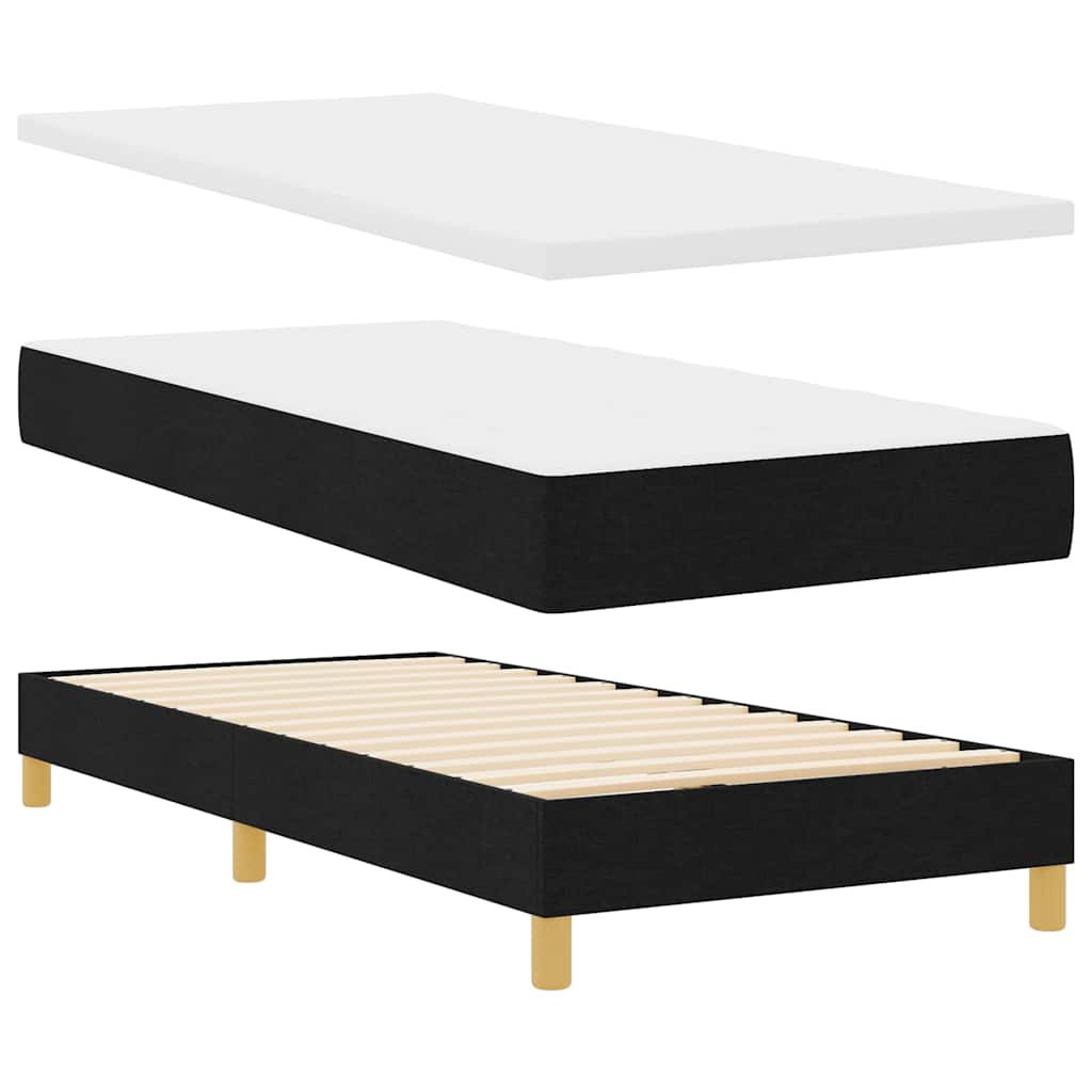 Boxspringbett mit Kopfteil Schwarz 100 x 200 cm Stoff