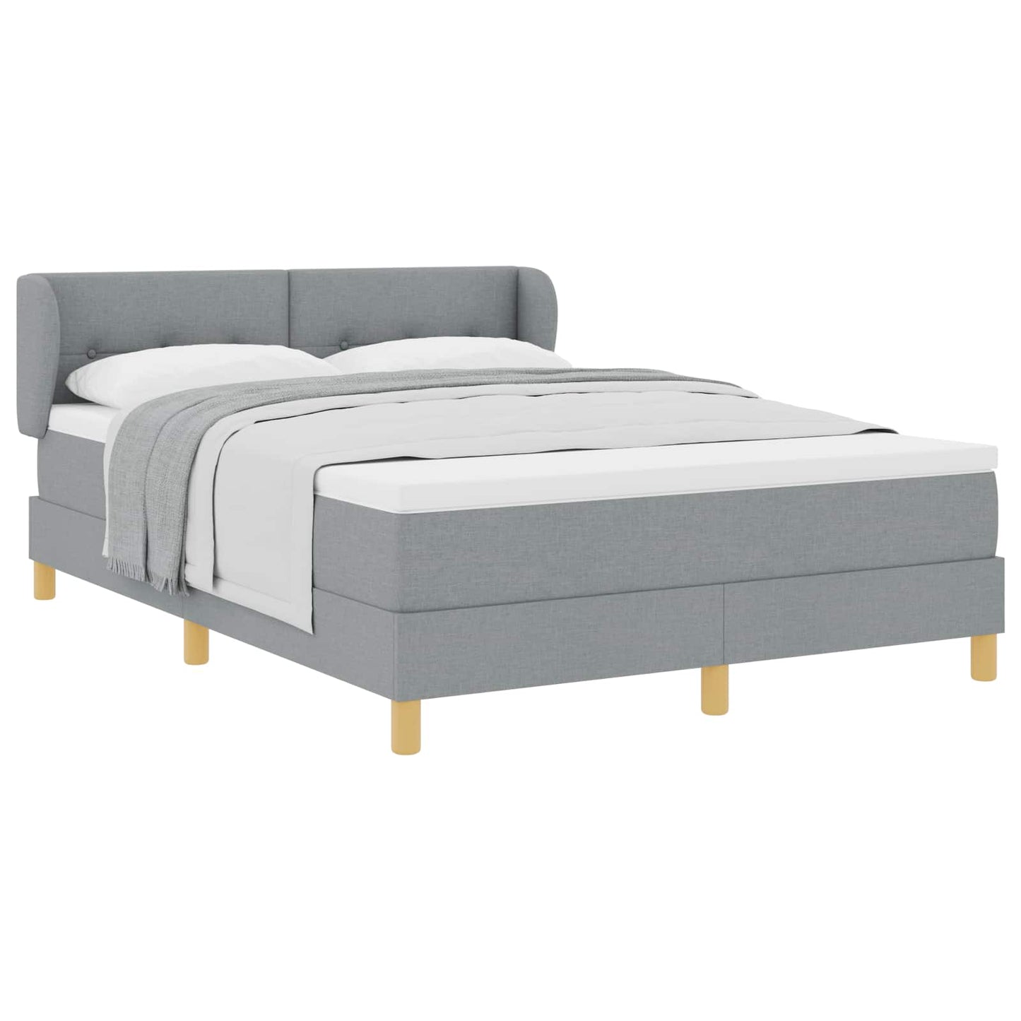 Boxspringbett mit Matratze Hellgrau 140 x 190 cm Stoff