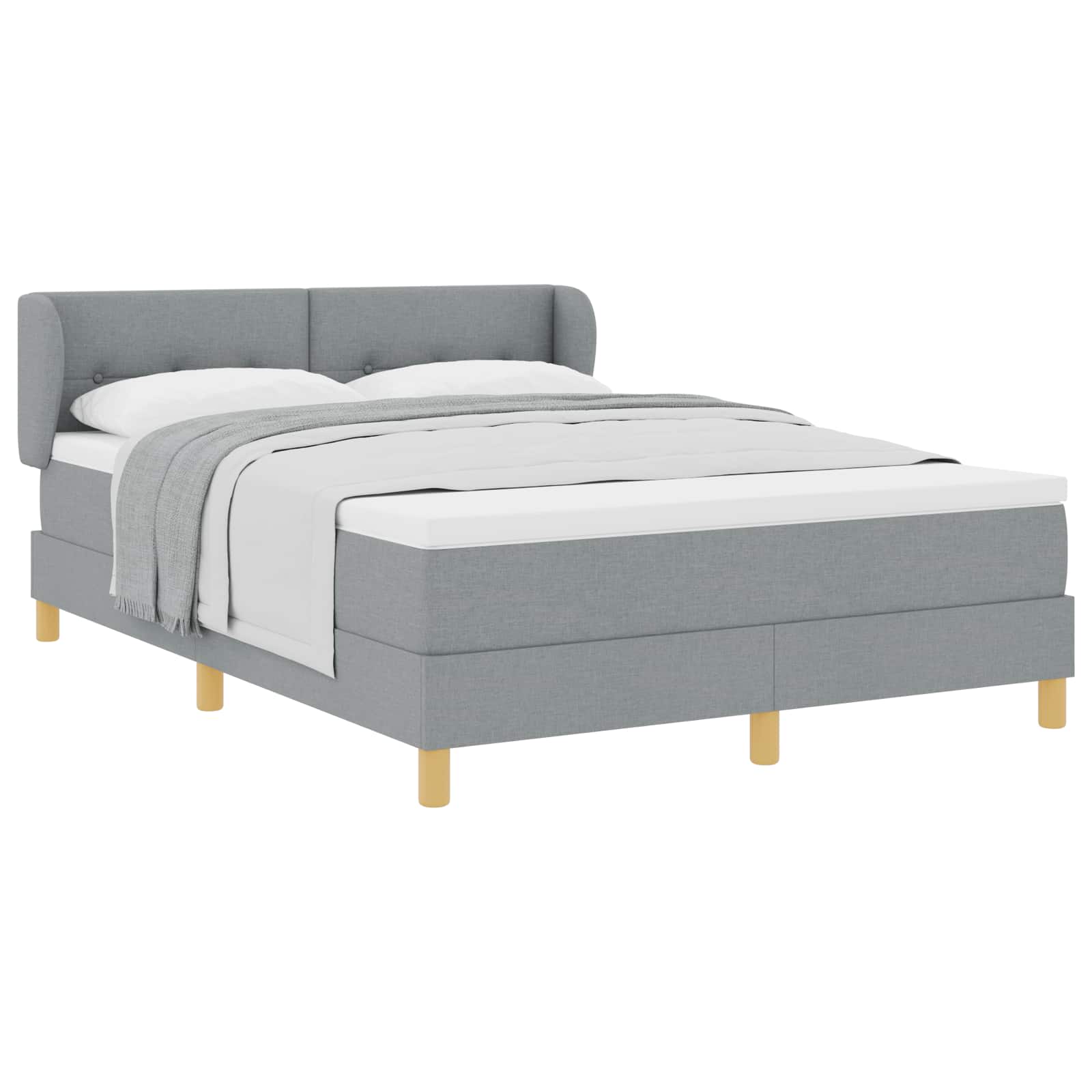 Boxspringbett mit Matratze Hellgrau 140 x 190 cm Stoff