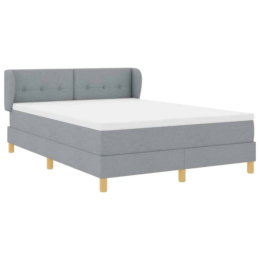 Boxspringbett mit Kopfteil Hellgrau 140 x 190 cm Stoff