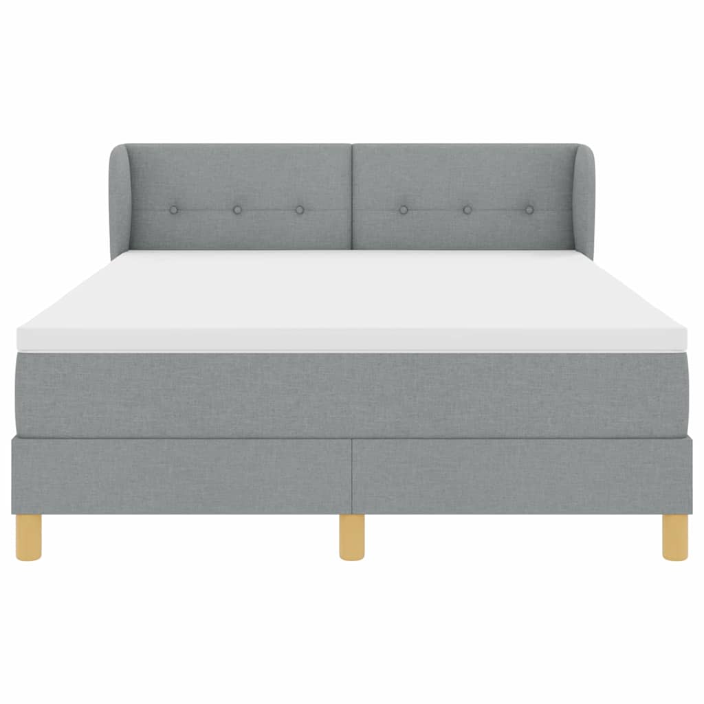 Boxspringbett mit Kopfteil Hellgrau 140 x 190 cm Stoff