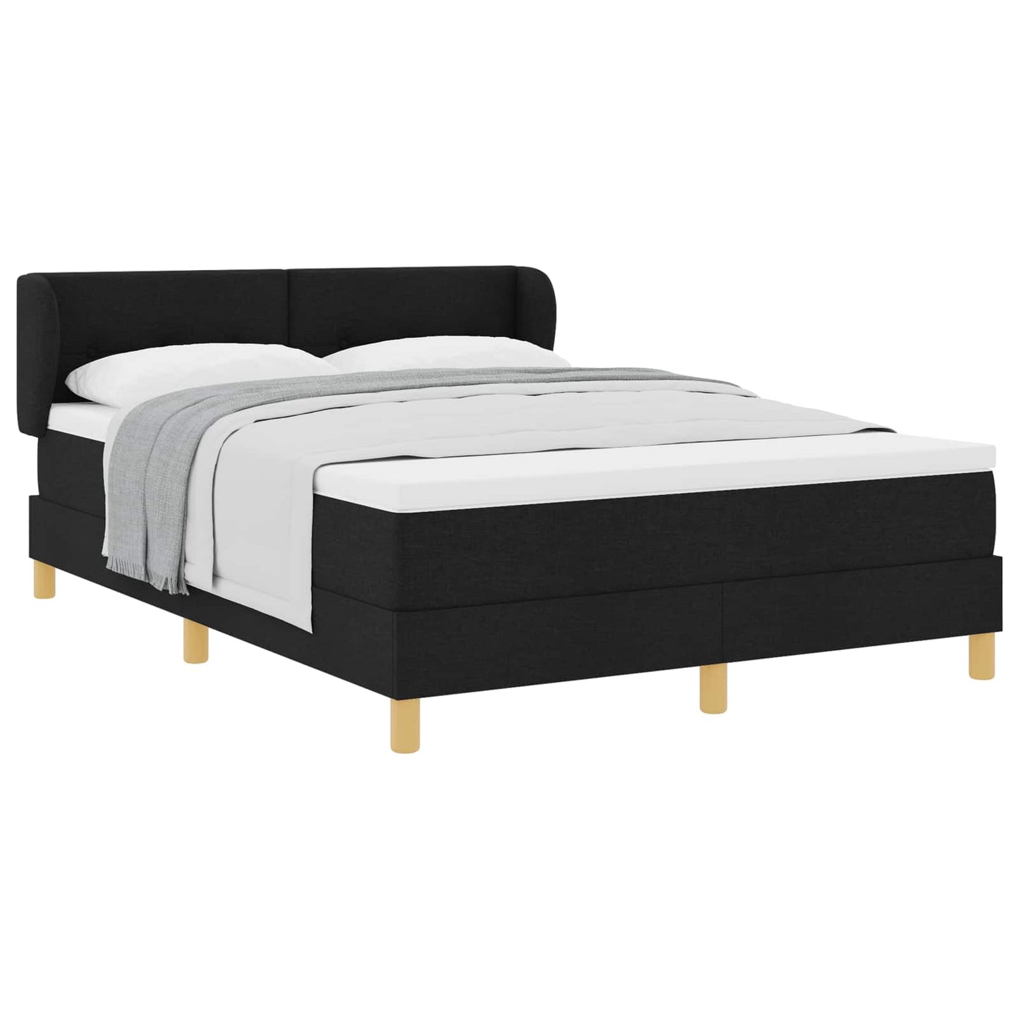 Boxspringbett mit Kopfteil Schwarz 140 x 190 cm Stoff