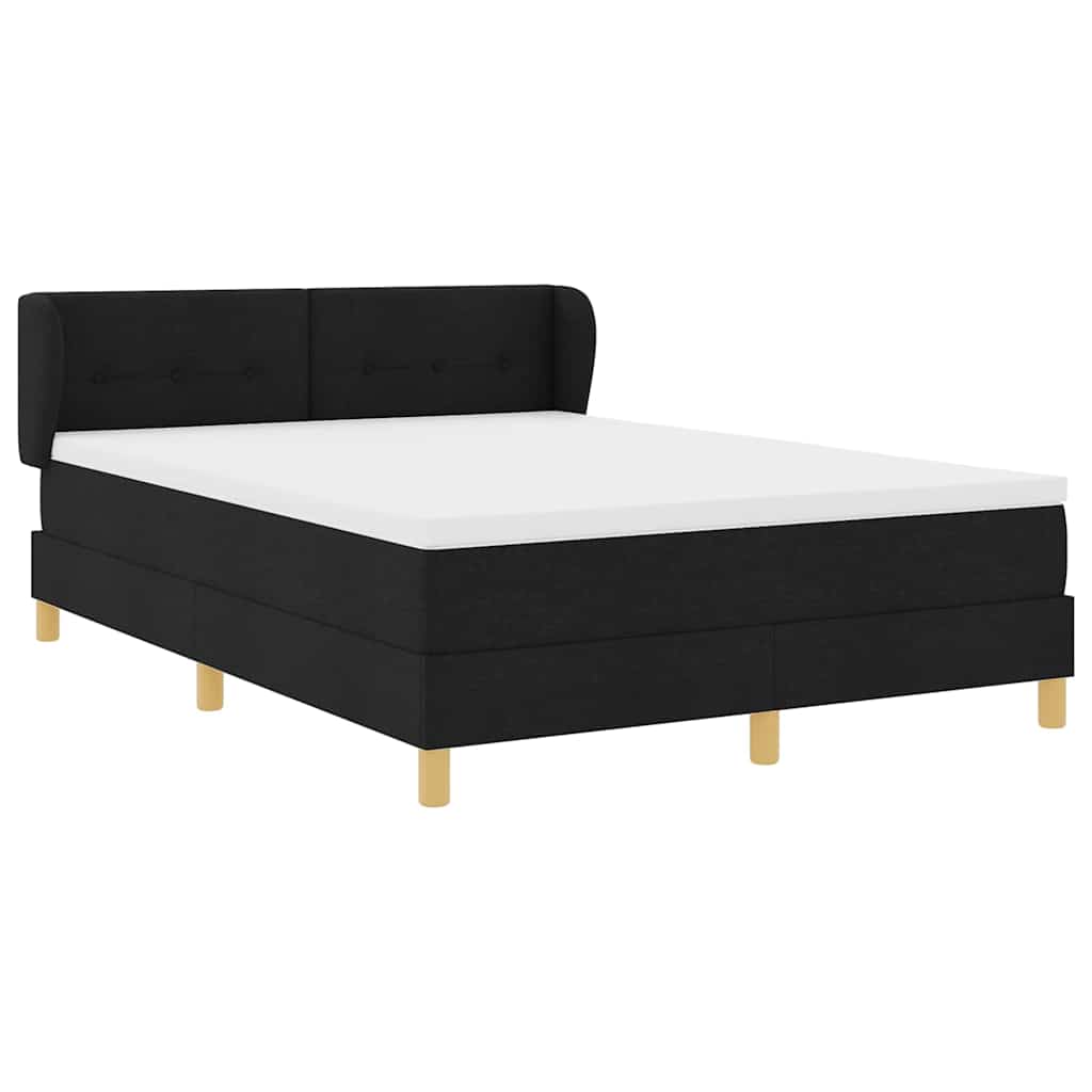 Boxspringbett mit Kopfteil Schwarz 140 x 190 cm Stoff