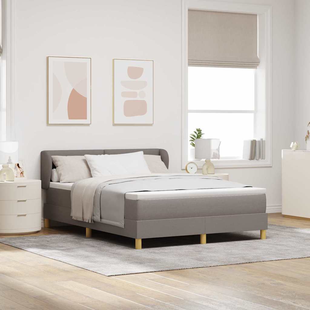 Boxspringbett mit Kopfteil Taupe 140 x 190 cm Stoff