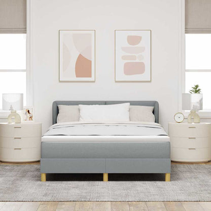 Boxspringbett mit Kopfteil Hellgrau 140 x 200 cm Stoff