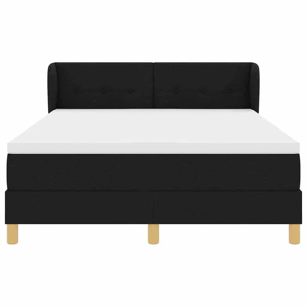 Boxspringbett mit Kopfteil Schwarz 140 x 200 cm Stoff