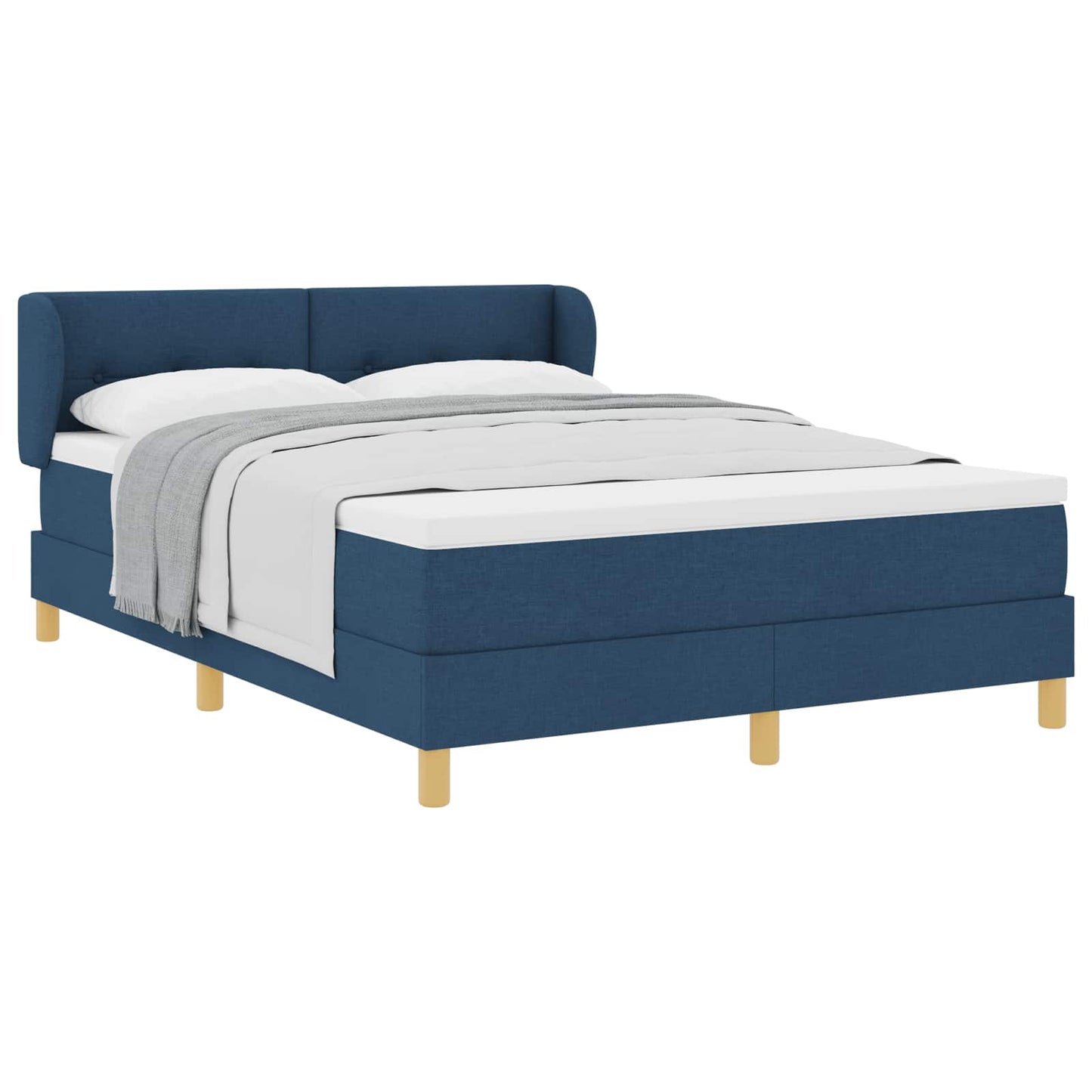 Boxspringbett mit Kopfteil Blau 140 x 200 cm Stoff
