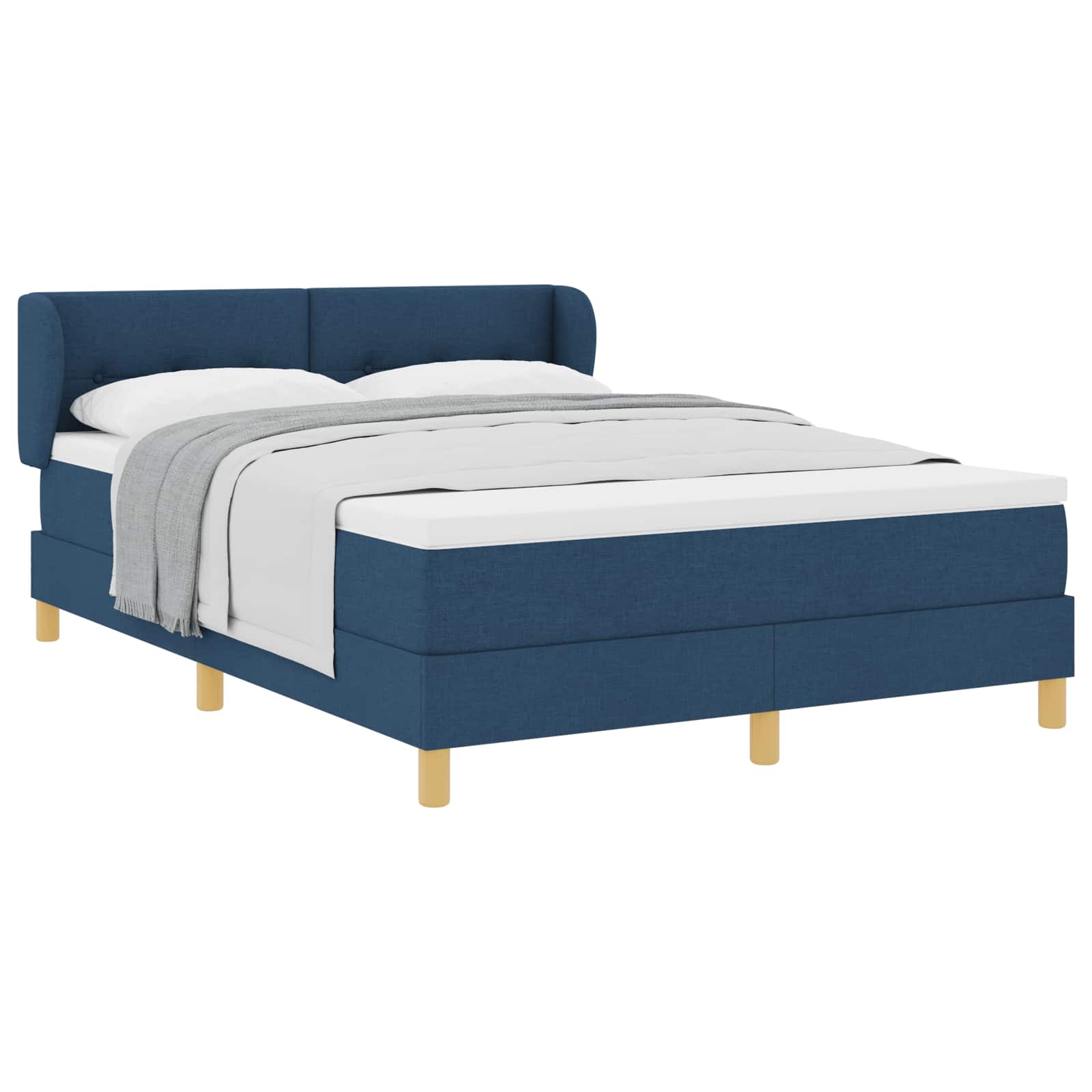 Boxspringbett mit Kopfteil Blau 140 x 200 cm Stoff