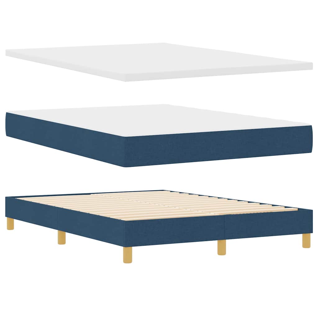 Boxspringbett mit Kopfteil Blau 140 x 200 cm Stoff