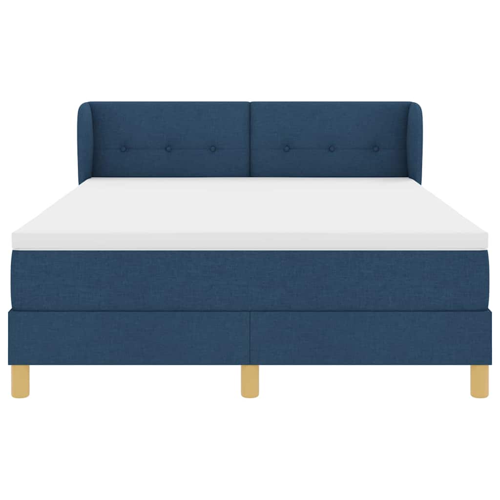 Boxspringbett mit Kopfteil Blau 140 x 200 cm Stoff