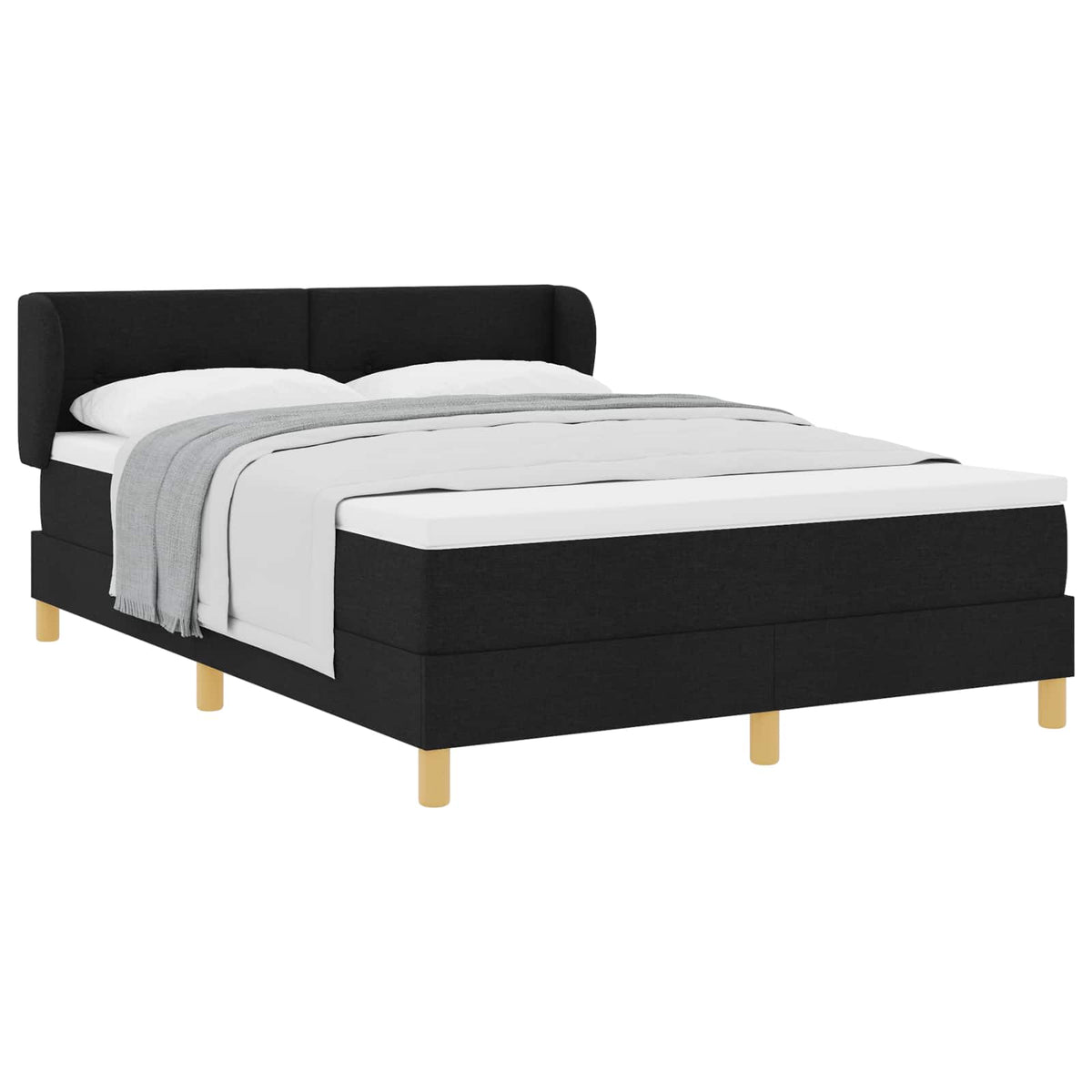 Boxspringbett mit Kopfteil Schwarz 160 x 200 cm Stoff