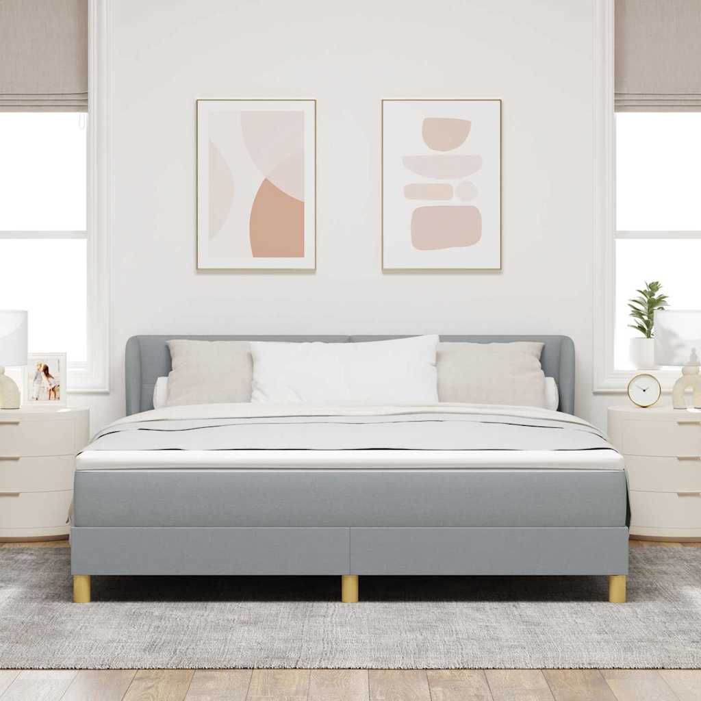 Boxspringbett mit Kopfteil Hellgrau 180 x 200 cm Stoff