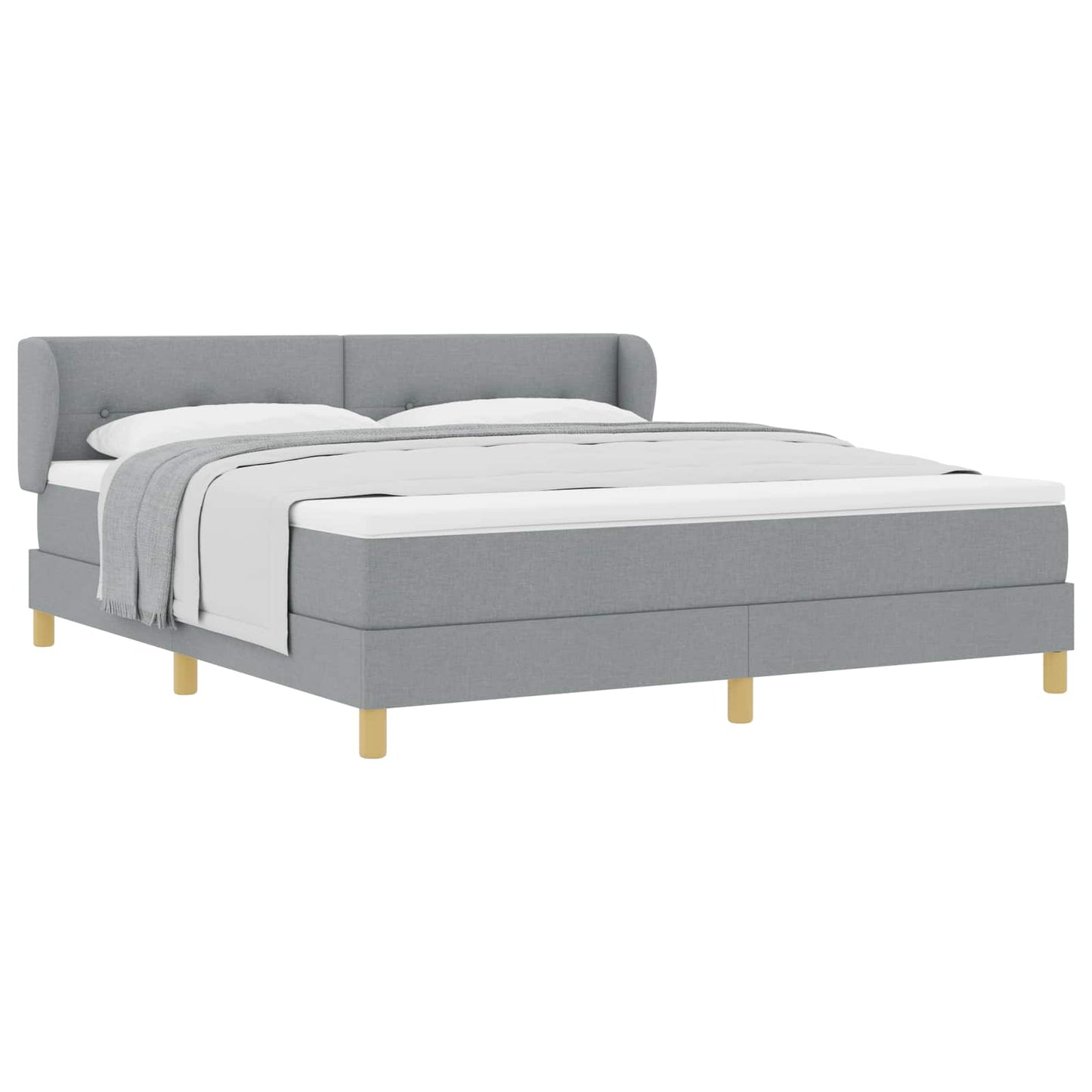 Boxspringbett mit Kopfteil Hellgrau 180 x 200 cm Stoff