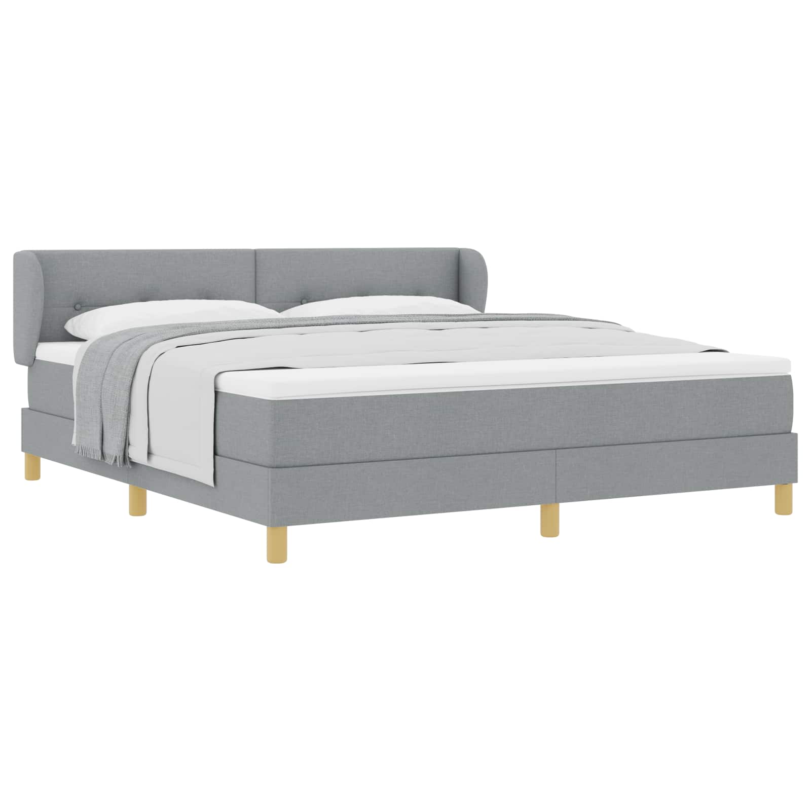 Boxspringbett mit Kopfteil Hellgrau 180 x 200 cm Stoff
