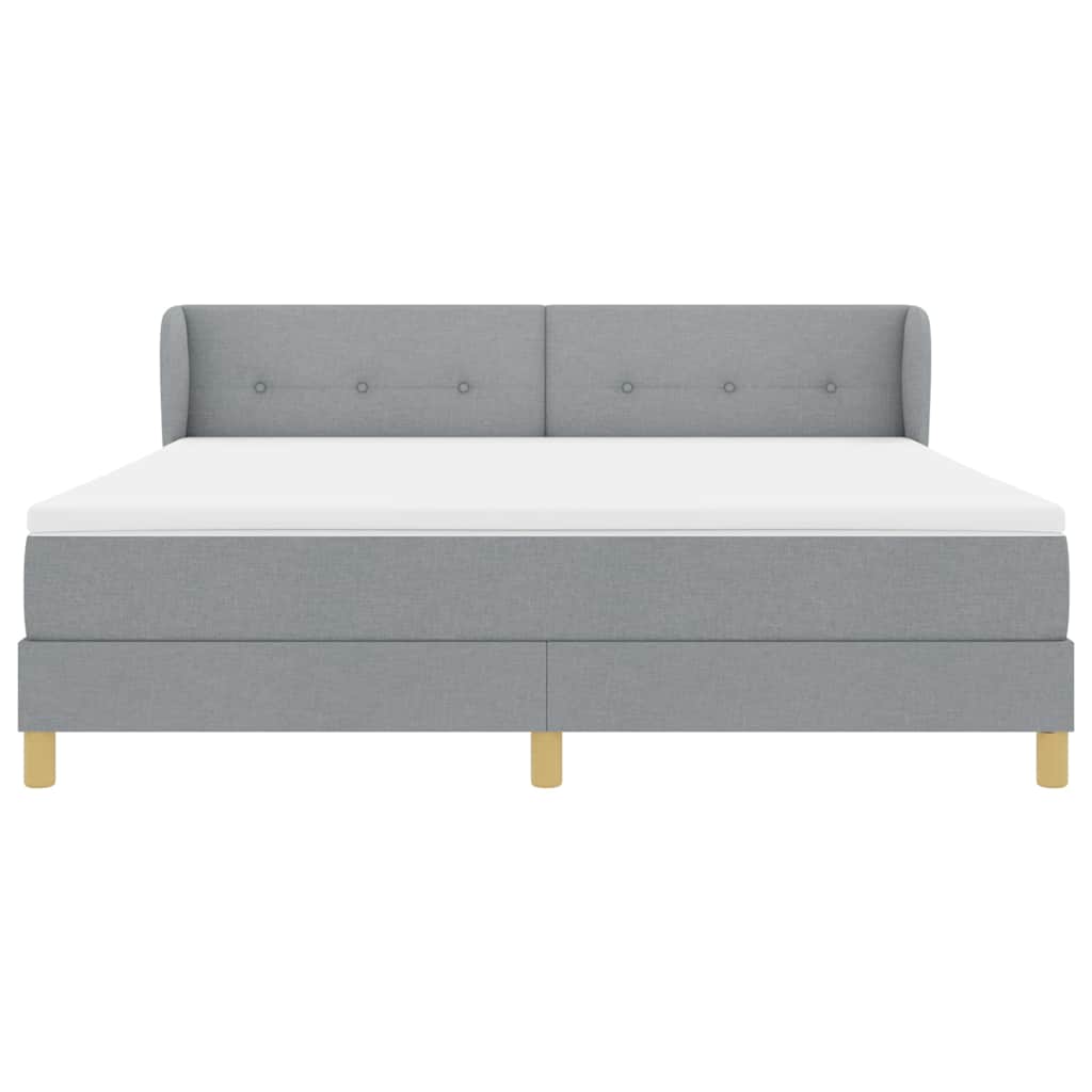 Boxspringbett mit Kopfteil Hellgrau 180 x 200 cm Stoff