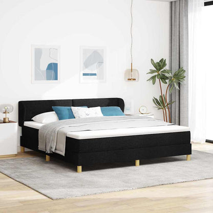 Boxspringbett mit Kopfteil Schwarz 180 x 200 cm Stoff