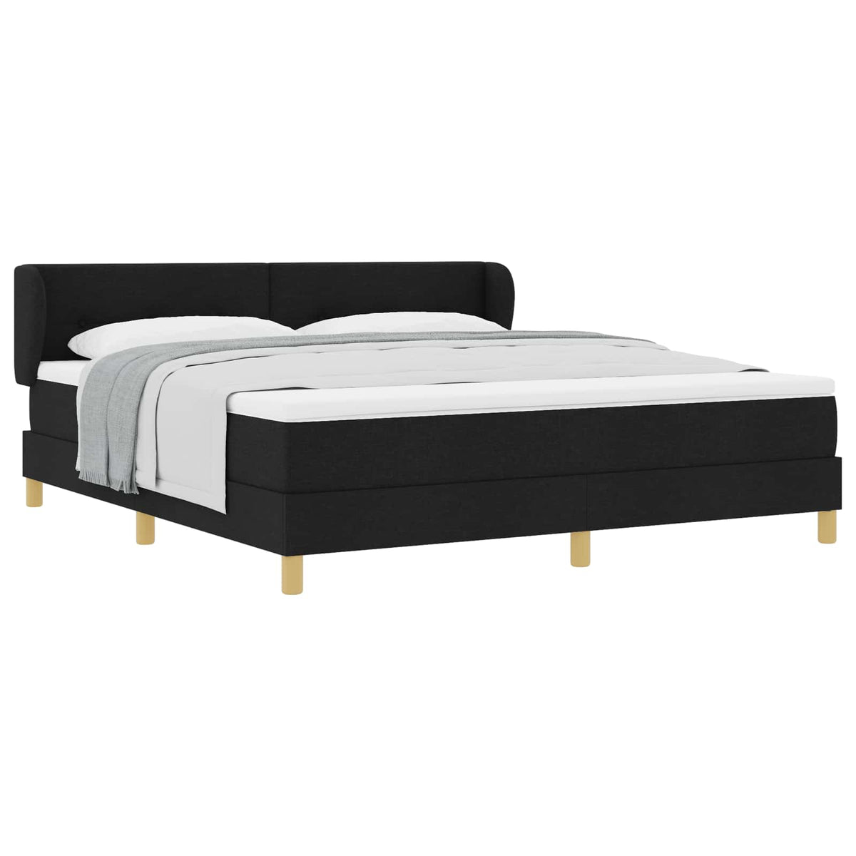 Boxspringbett mit Kopfteil Schwarz 180 x 200 cm Stoff