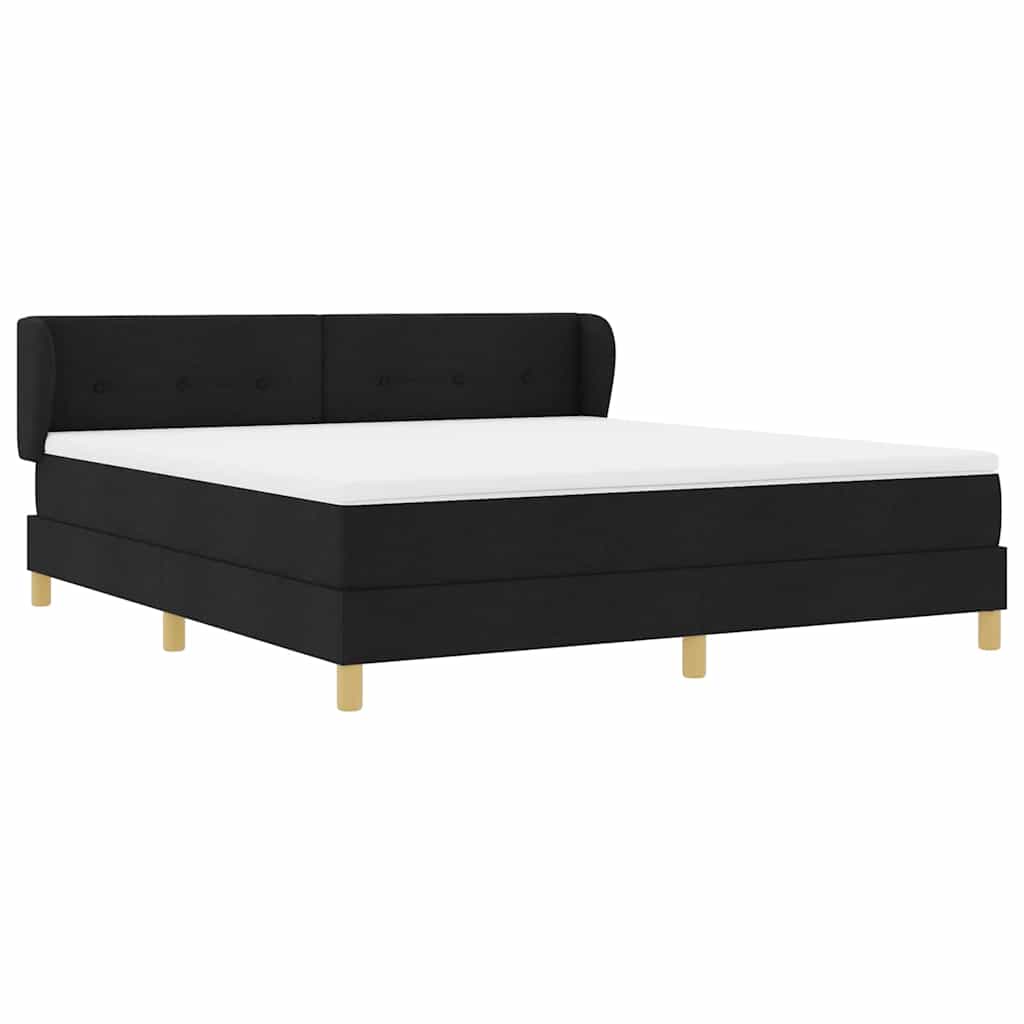 Boxspringbett mit Kopfteil Schwarz 180 x 200 cm Stoff