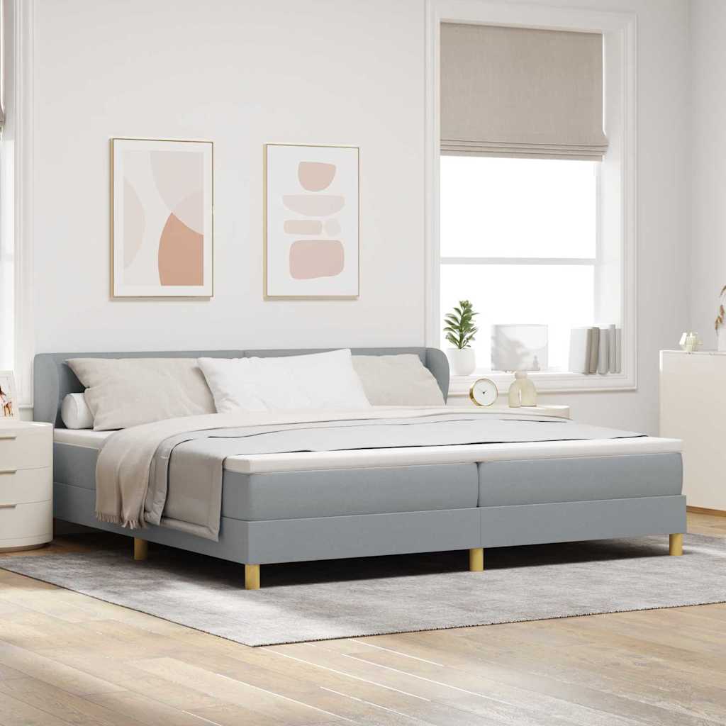 Boxspringbett mit Kopfteil Hellgrau 200 x 200 cm Stoff