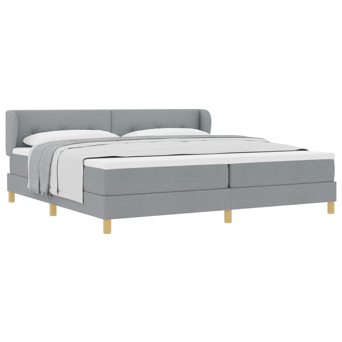 Boxspringbett mit Kopfteil Hellgrau 200 x 200 cm Stoff