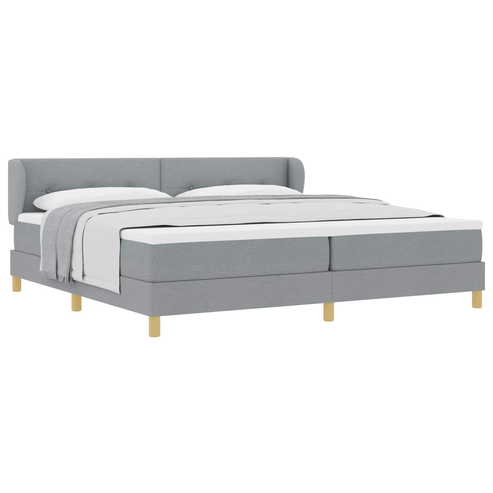 Boxspringbett mit Kopfteil Hellgrau 200 x 200 cm Stoff