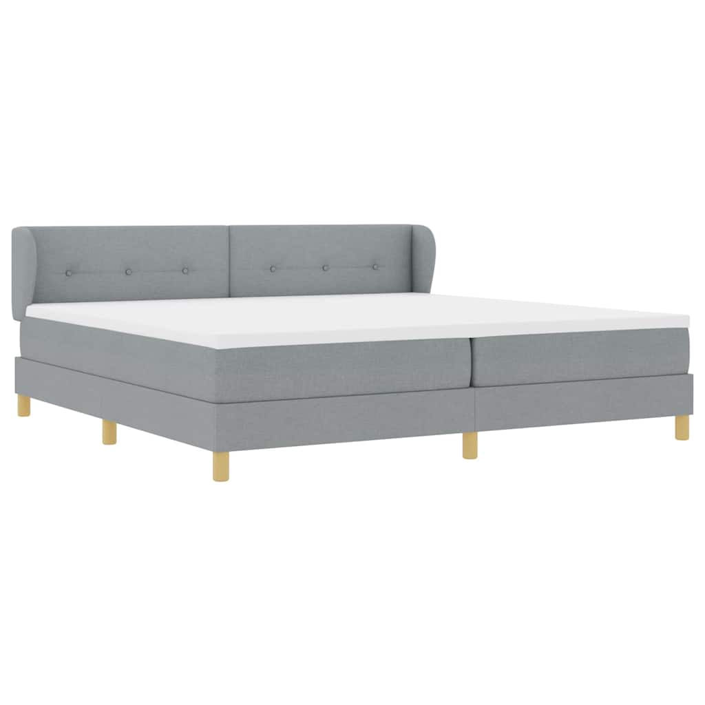Boxspringbett mit Kopfteil Hellgrau 200 x 200 cm Stoff