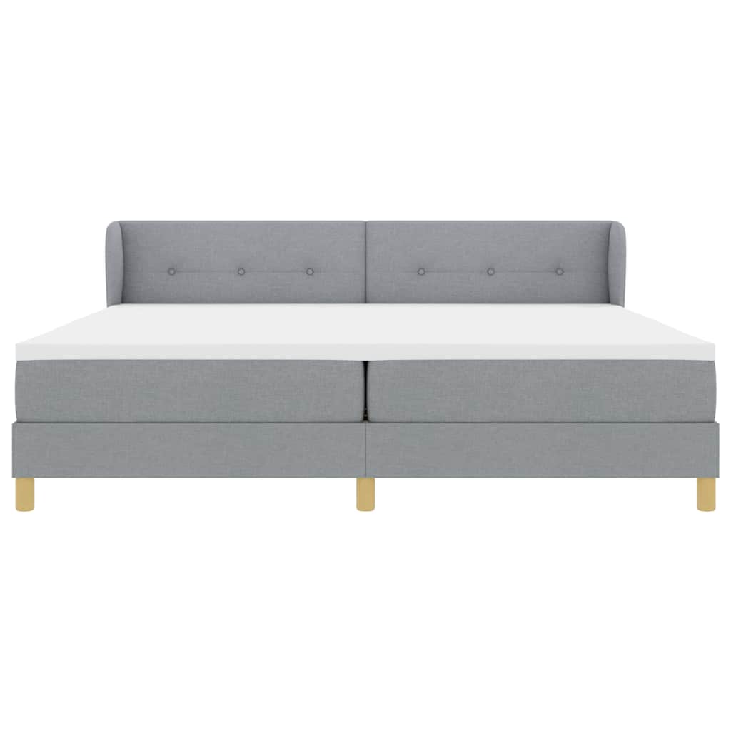 Boxspringbett mit Kopfteil Hellgrau 200 x 200 cm Stoff