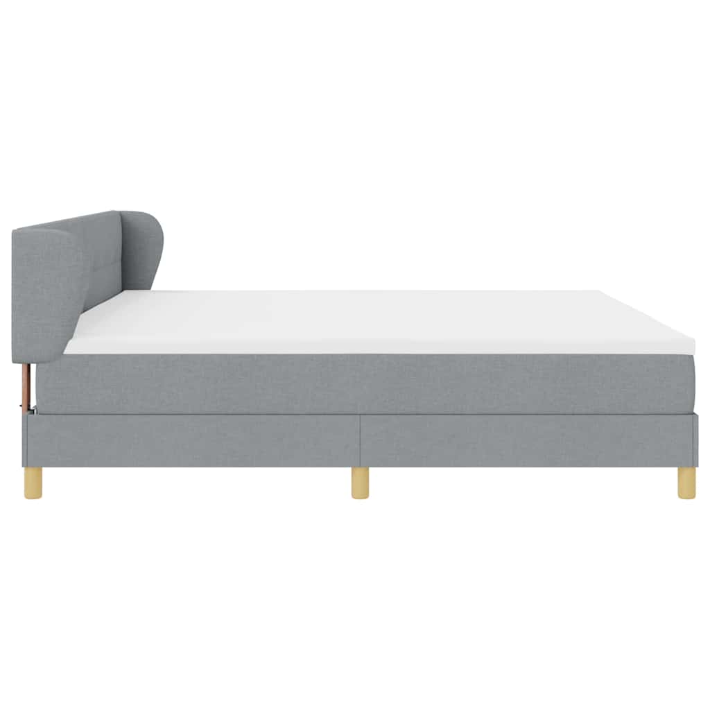 Boxspringbett mit Kopfteil Hellgrau 200 x 200 cm Stoff
