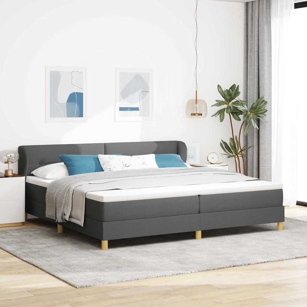 Boxspringbett mit Kopfteil Dunkelgrau 200 x 200 cm Stoff