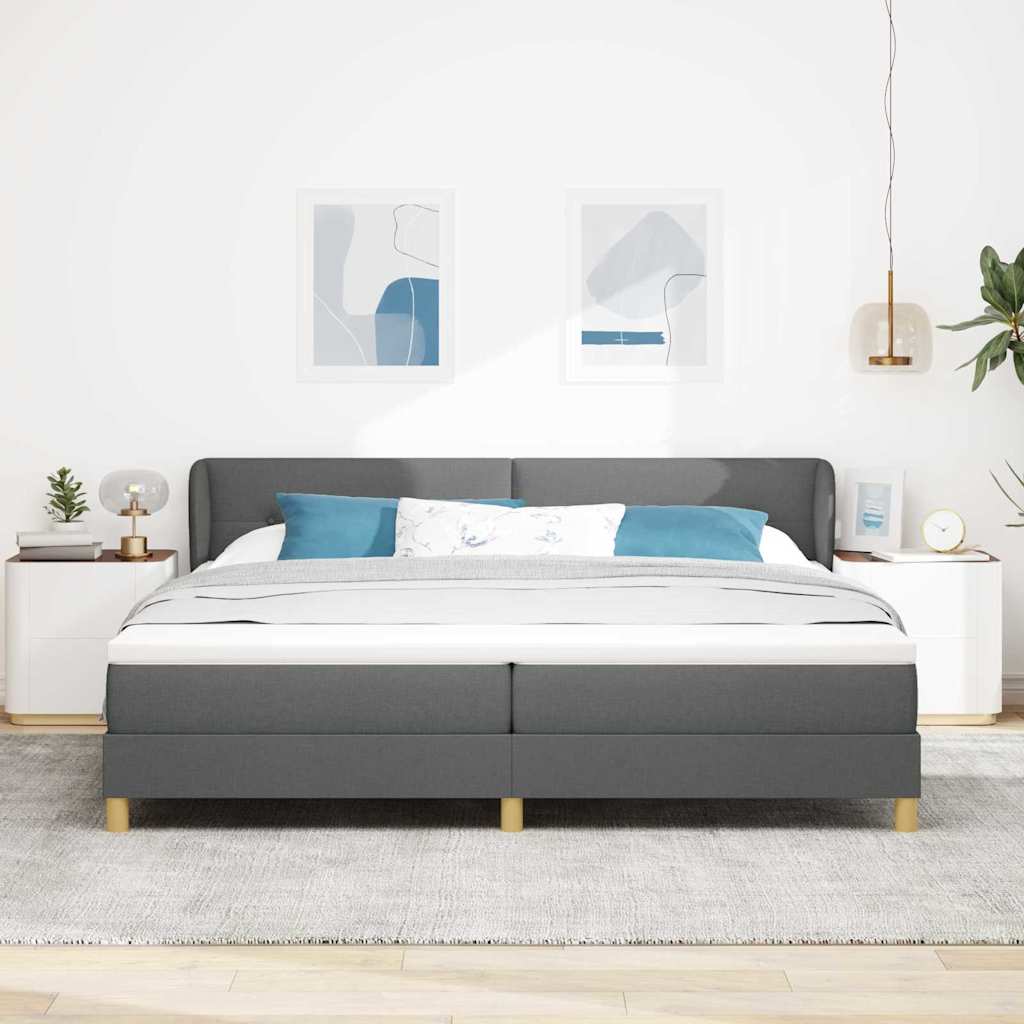 Boxspringbett mit Kopfteil Dunkelgrau 200 x 200 cm Stoff