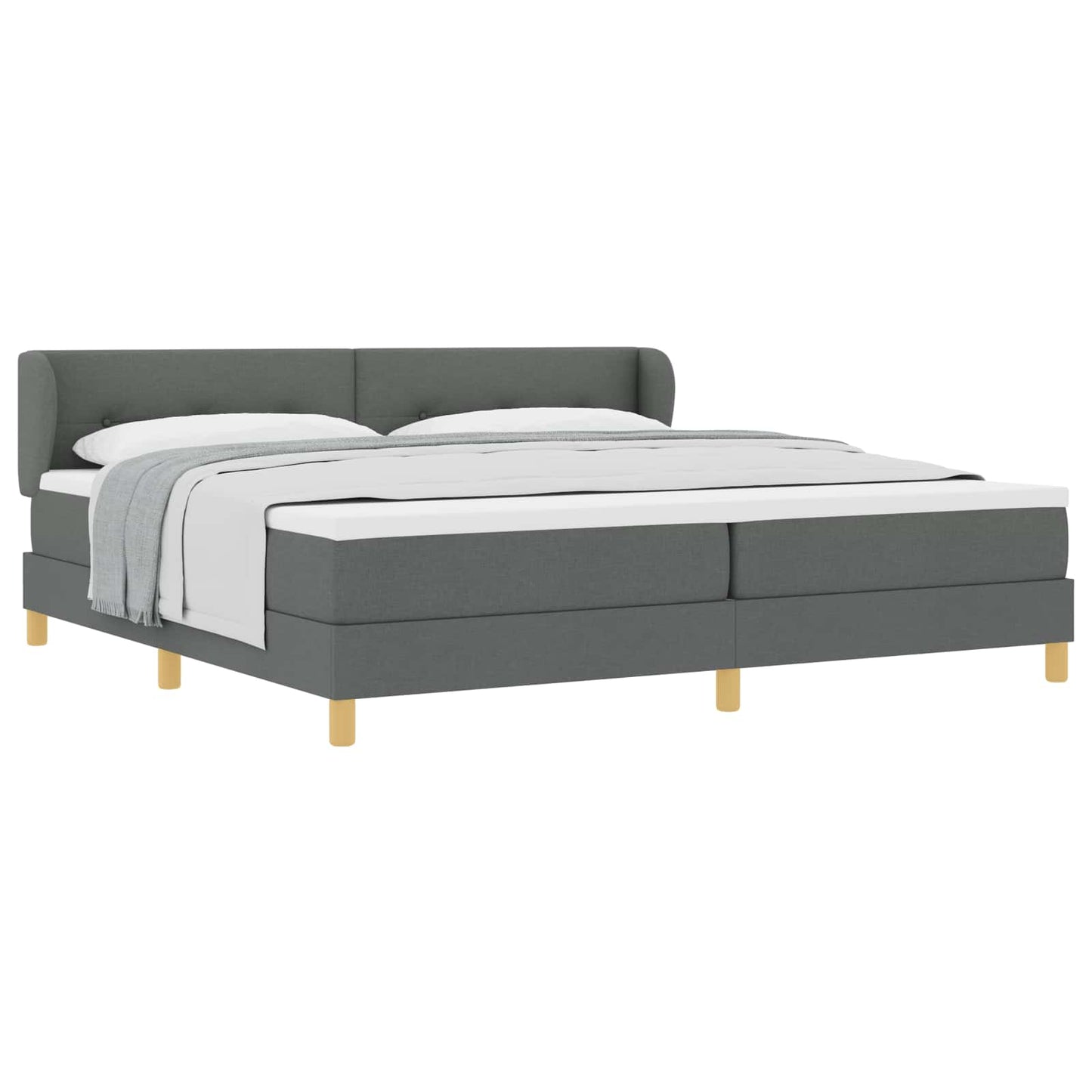 Boxspringbett mit Kopfteil Dunkelgrau 200 x 200 cm Stoff