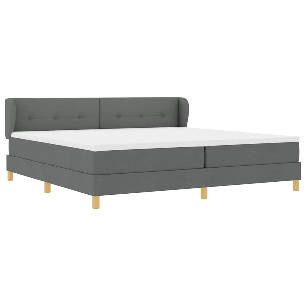 Boxspringbett mit Kopfteil Dunkelgrau 200 x 200 cm Stoff