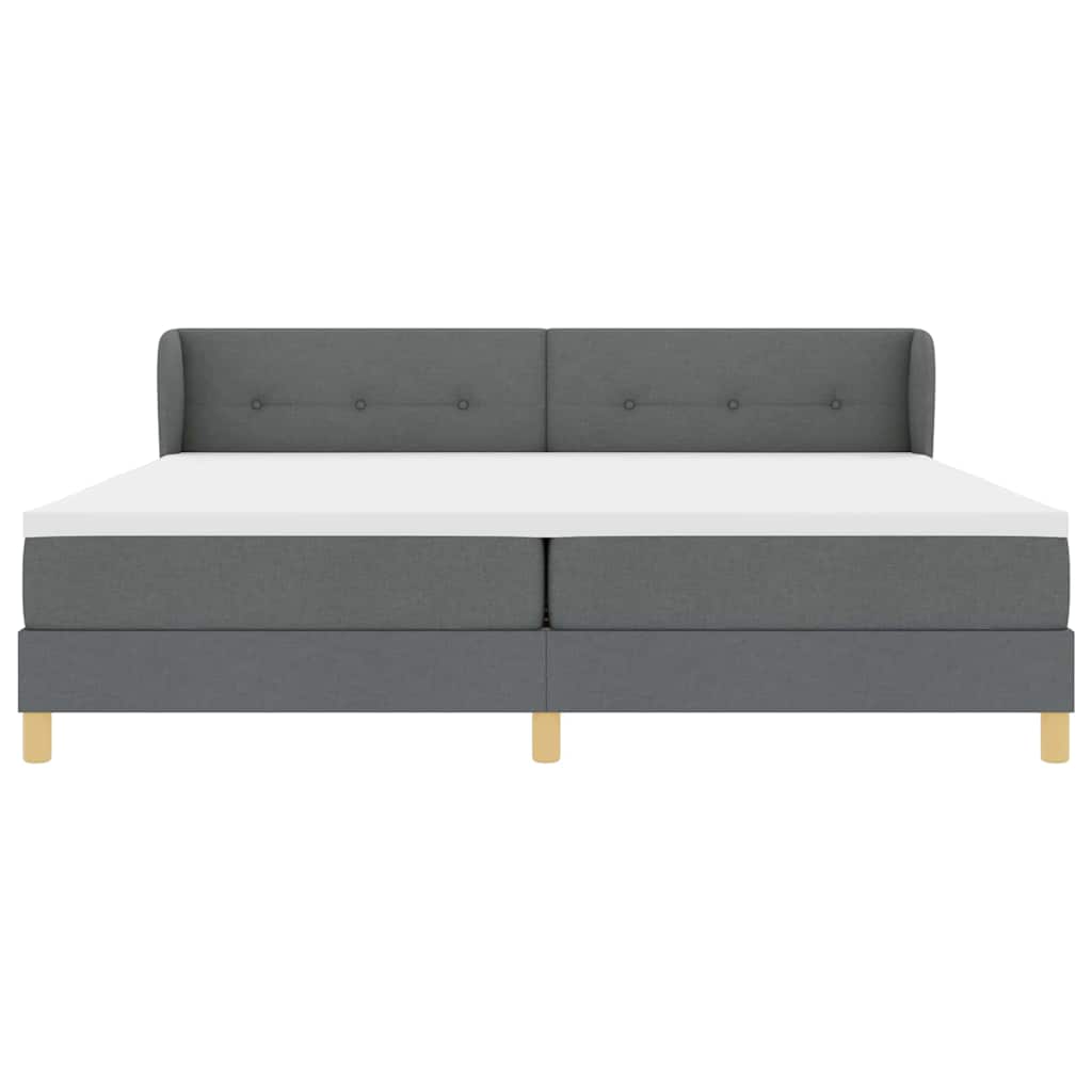 Boxspringbett mit Kopfteil Dunkelgrau 200 x 200 cm Stoff