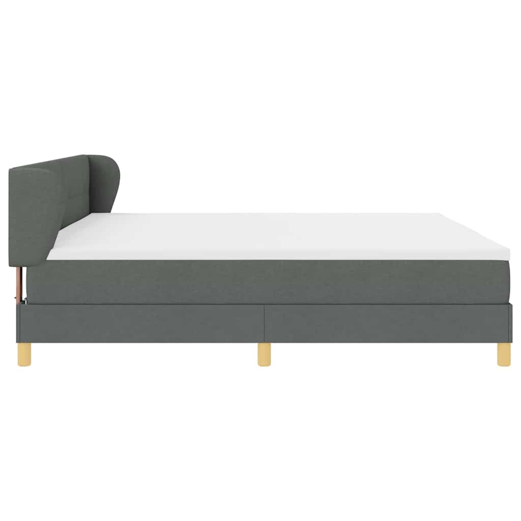 Boxspringbett mit Kopfteil Dunkelgrau 200 x 200 cm Stoff