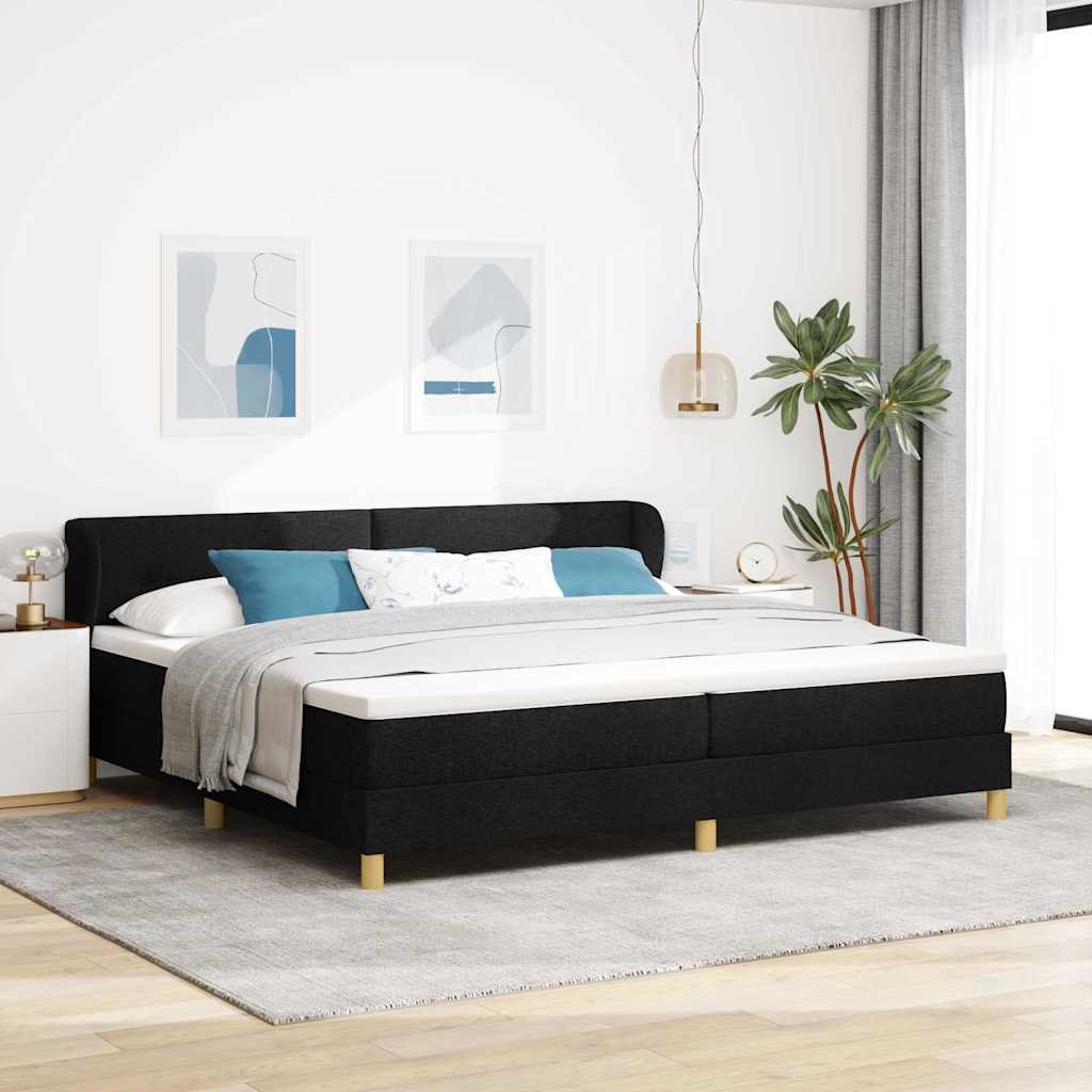 Boxspringbett mit Kopfteil Schwarz 200 x 200 cm Stoff