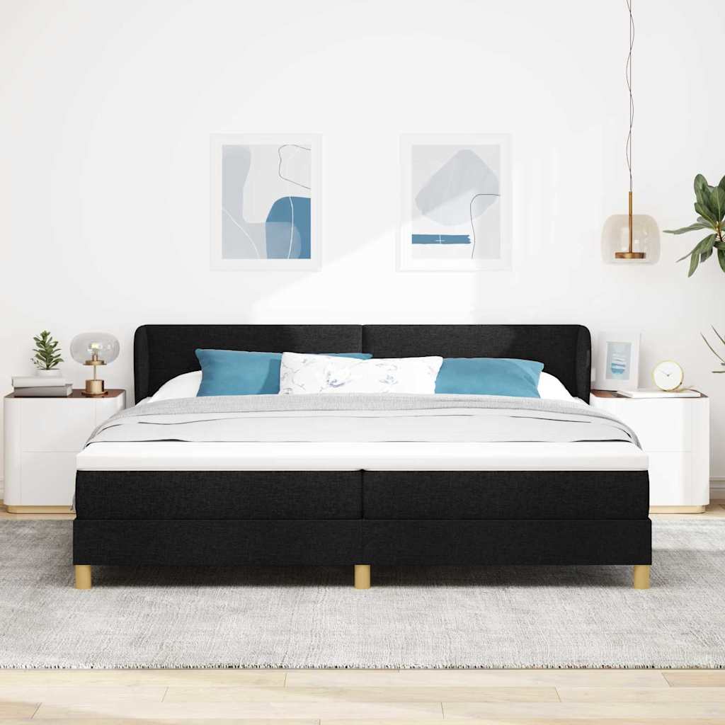 Boxspringbett mit Kopfteil Schwarz 200 x 200 cm Stoff