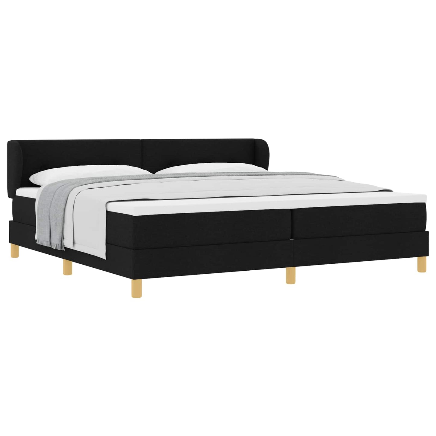Boxspringbett mit Kopfteil Schwarz 200 x 200 cm Stoff