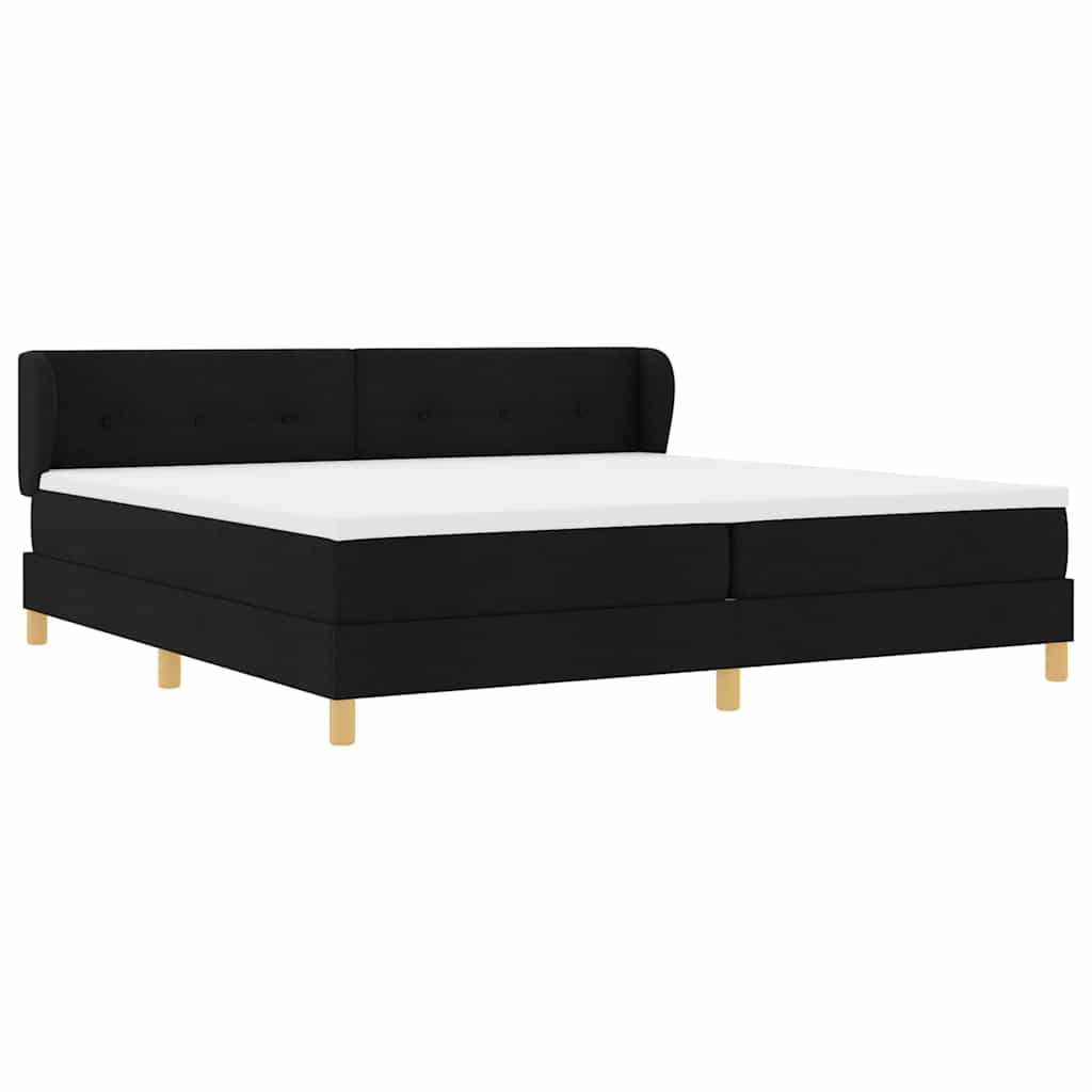 Boxspringbett mit Kopfteil Schwarz 200 x 200 cm Stoff