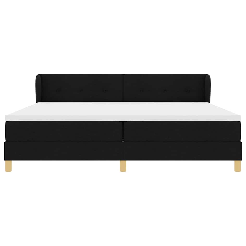 Boxspringbett mit Kopfteil Schwarz 200 x 200 cm Stoff