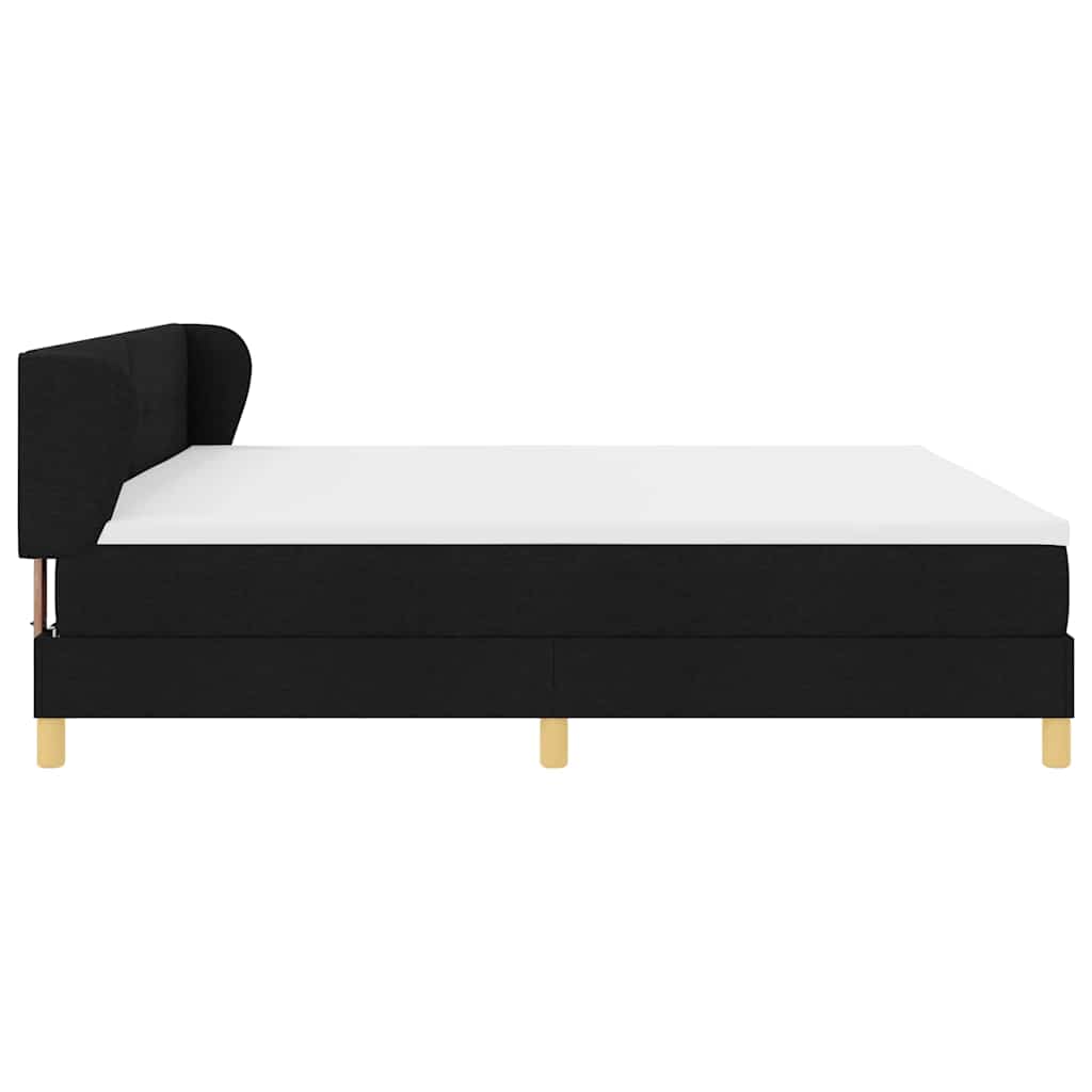 Boxspringbett mit Kopfteil Schwarz 200 x 200 cm Stoff