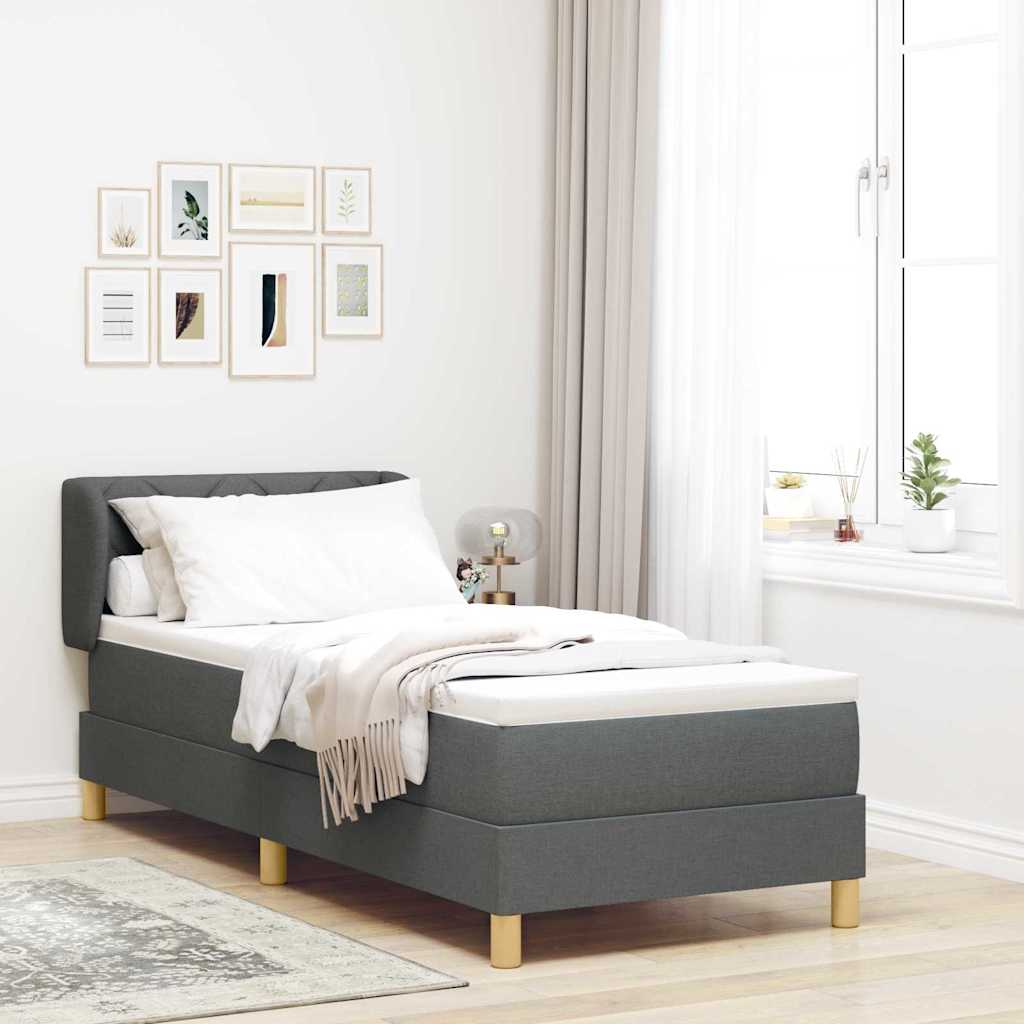Boxspringbett mit Kopfteil Dunkelgrau 80 x 200 cm Stoff