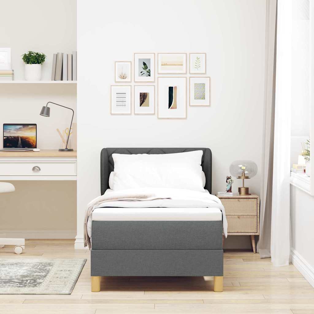 Boxspringbett mit Kopfteil Dunkelgrau 80 x 200 cm Stoff