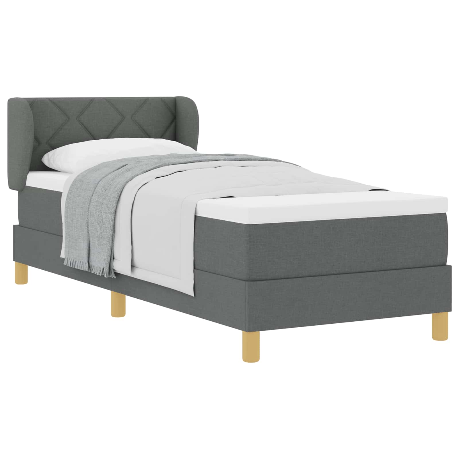 Boxspringbett mit Kopfteil Dunkelgrau 80 x 200 cm Stoff
