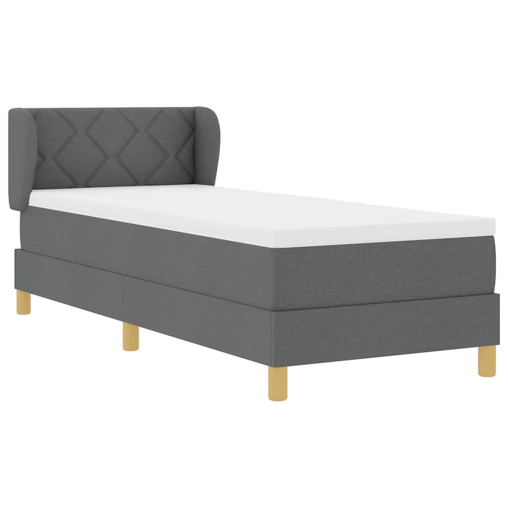 Boxspringbett mit Kopfteil Dunkelgrau 80 x 200 cm Stoff