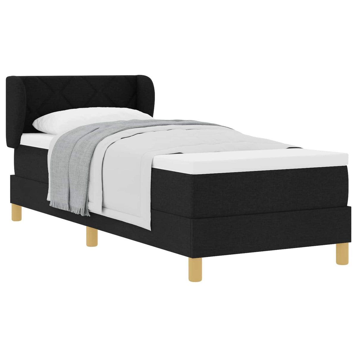 Boxspringbett mit Kopfteil Schwarz 80 x 200 cm Stoff