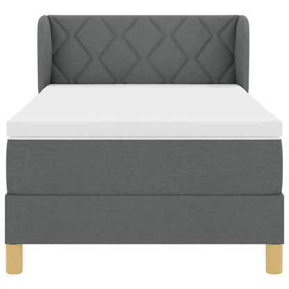 Boxspringbett mit Kopfteil Dunkelgrau 90 x 190 cm Stoff