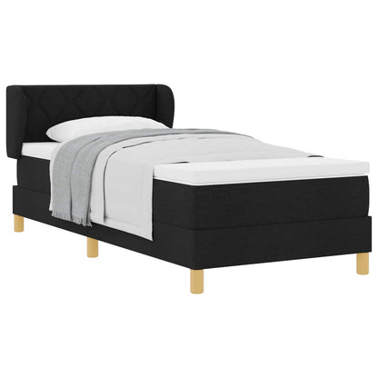 Boxspringbett mit Kopfteil Schwarz 90 x 190 cm Stoff